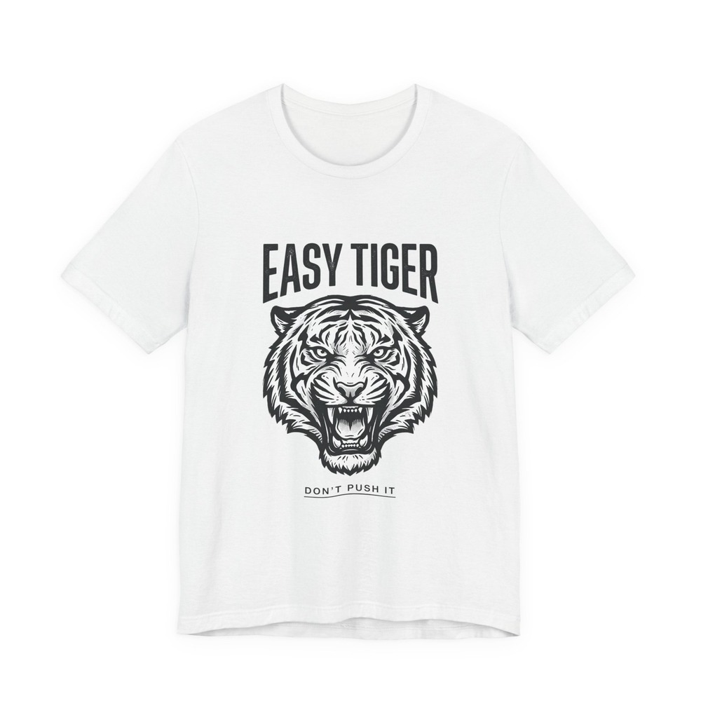 Three Dog Acres Easy Tiger Head Tee Retro Vacation Animal Graphic White T-Shirt